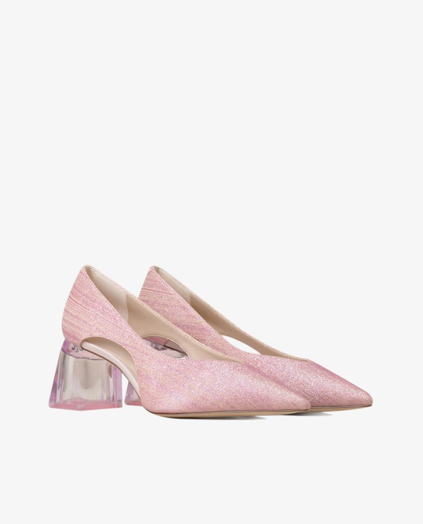 PEDRO - Giày cao gót mũi nhọn đế vuông Glitter Cut Out Block