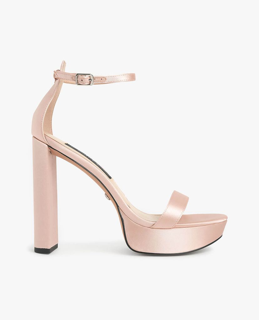 CHARLES & KEITH - Giày sandals cao gót hở mũi đế trụ Satin Platform
