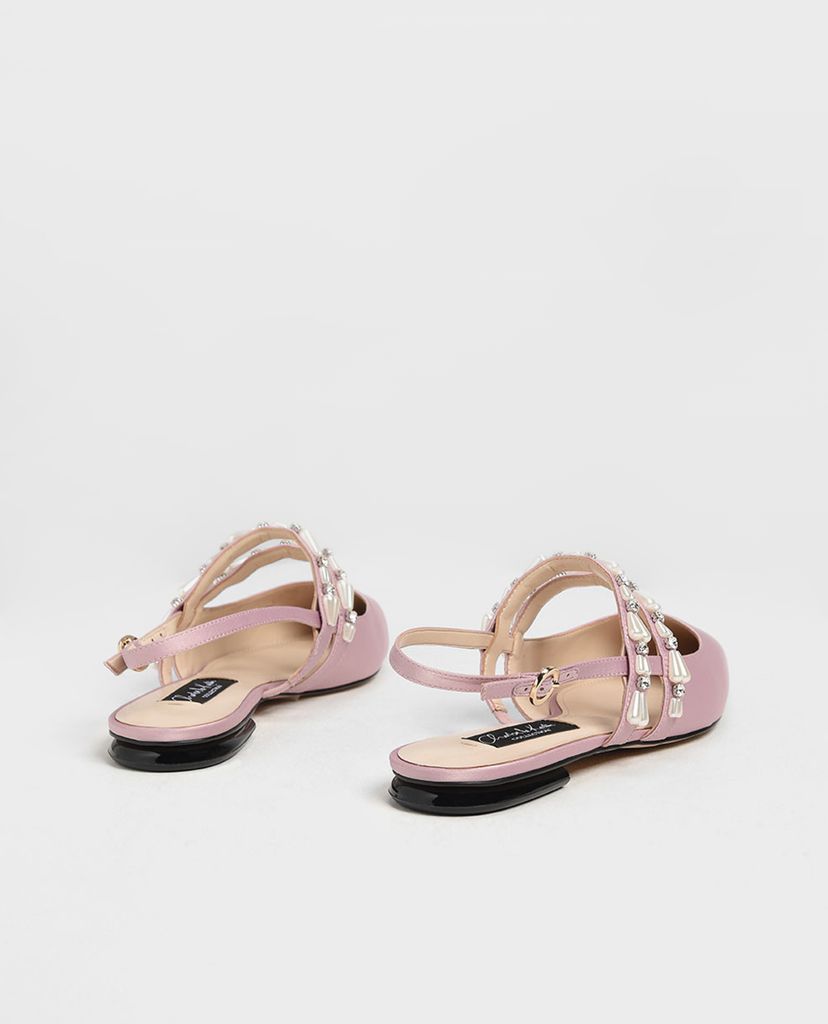 CHARLES & KEITH - Giày đế bệt mũi nhọn Pearl Embellished