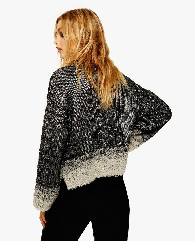 TOPSHOP - Áo len nữ cổ tròn tay dài Cable Knit