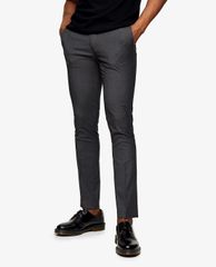 TOPMAN - Quần tây nam phom skinny Recycled Charcoal Gray