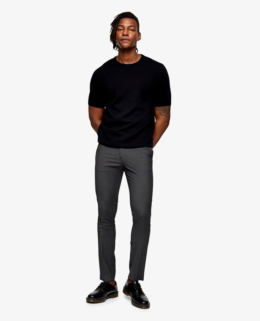 TOPMAN - Quần tây nam phom skinny Recycled Charcoal Gray