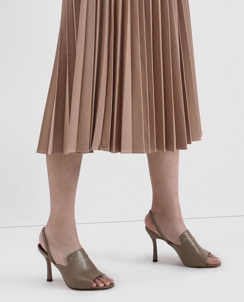 CHARLES & KEITH - Giày cao gót hở mũi Chain Link