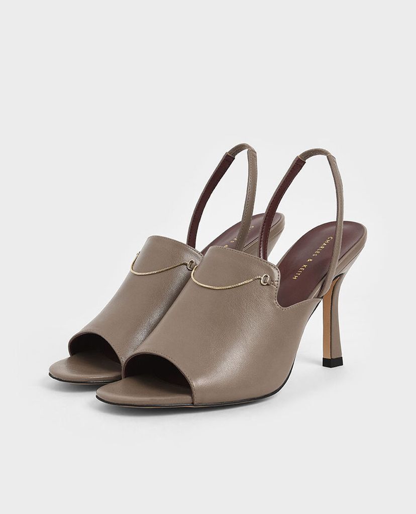 CHARLES & KEITH - Giày cao gót hở mũi Chain Link