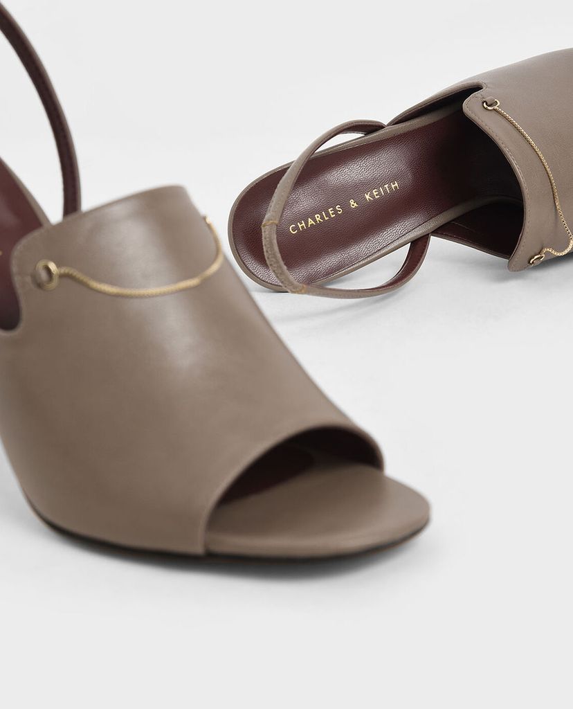 CHARLES & KEITH - Giày cao gót hở mũi Chain Link