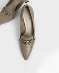 CHARLES & KEITH - Giày cao gót mũi nhọn Chain Embellished Loafer