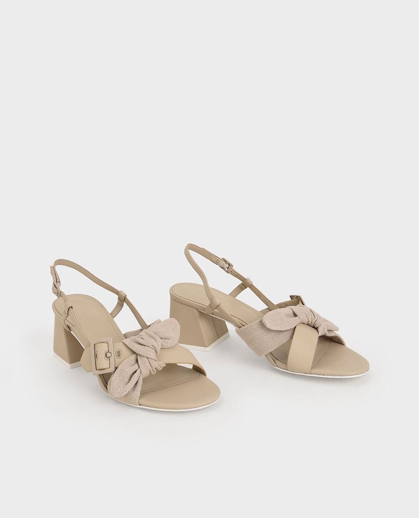 CHARLES & KEITH - Giày sandal cao gót Tie Slingbacks