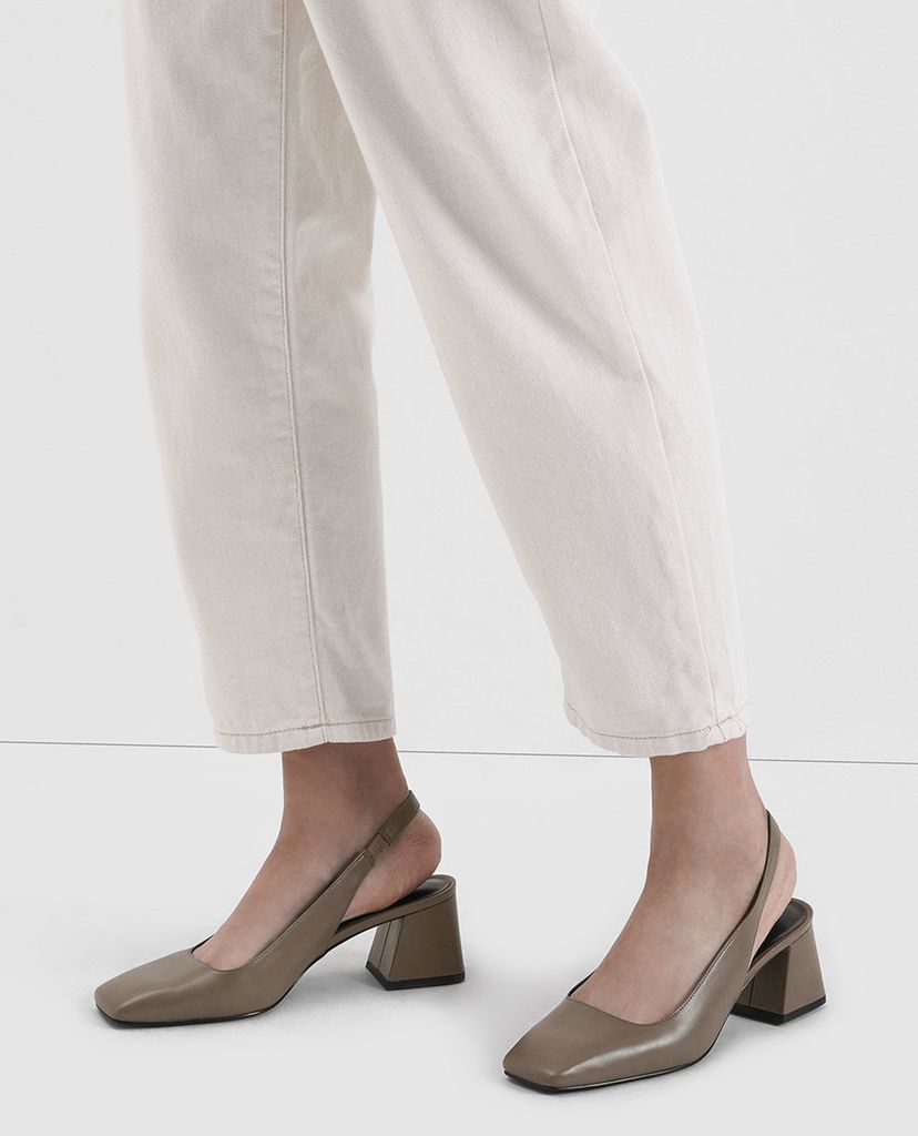 CHARLES & KEITH - Giày cao gót mũi vuông Square Toe