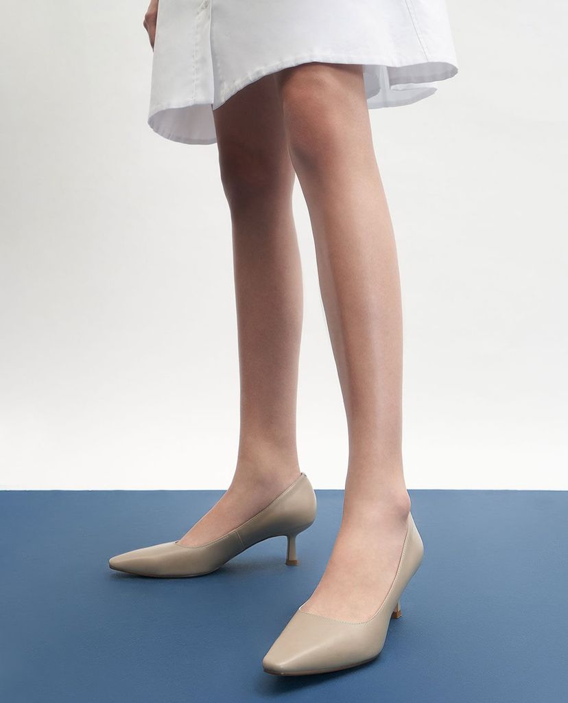 CHARLES & KEITH - Giày cao gót mũi nhọn Kitten Heel Court