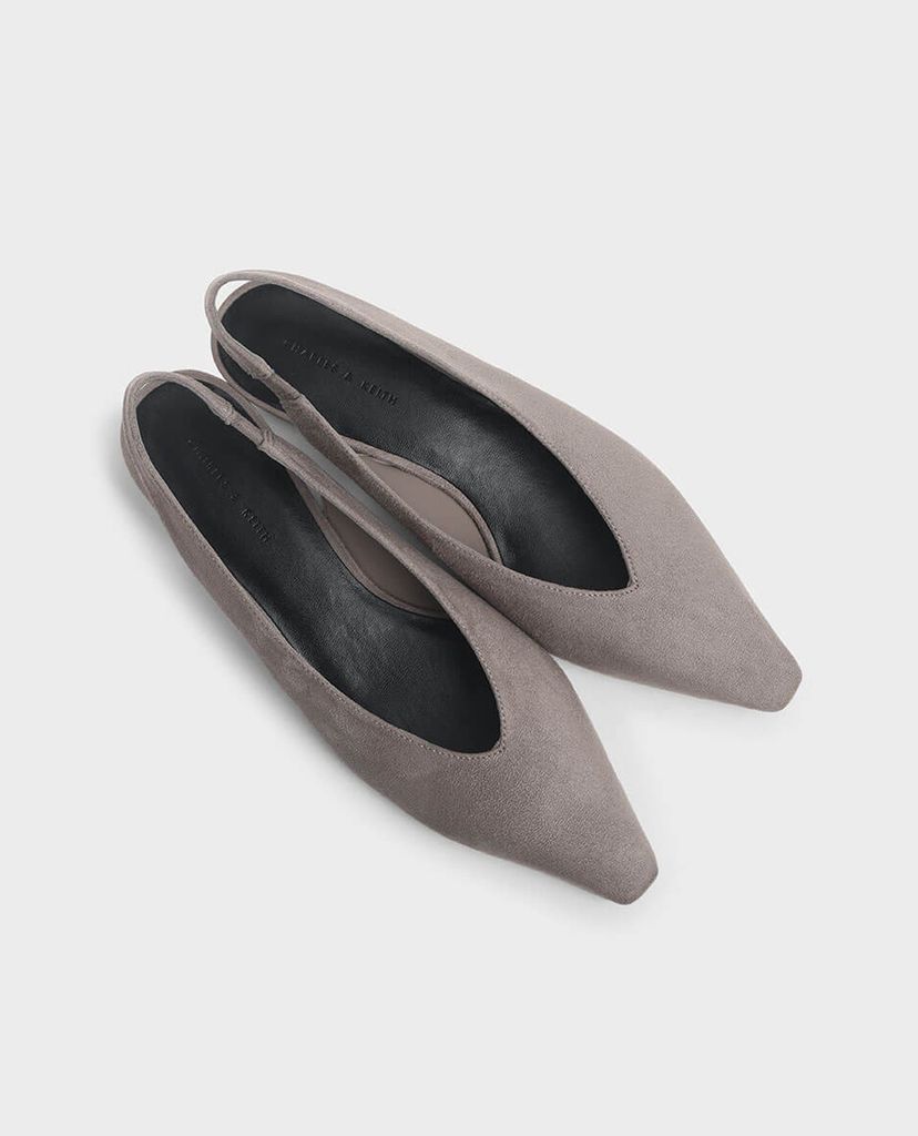 CHARLES & KEITH - Giày cao gót mũi nhọn đế vuông Textured Mini Square