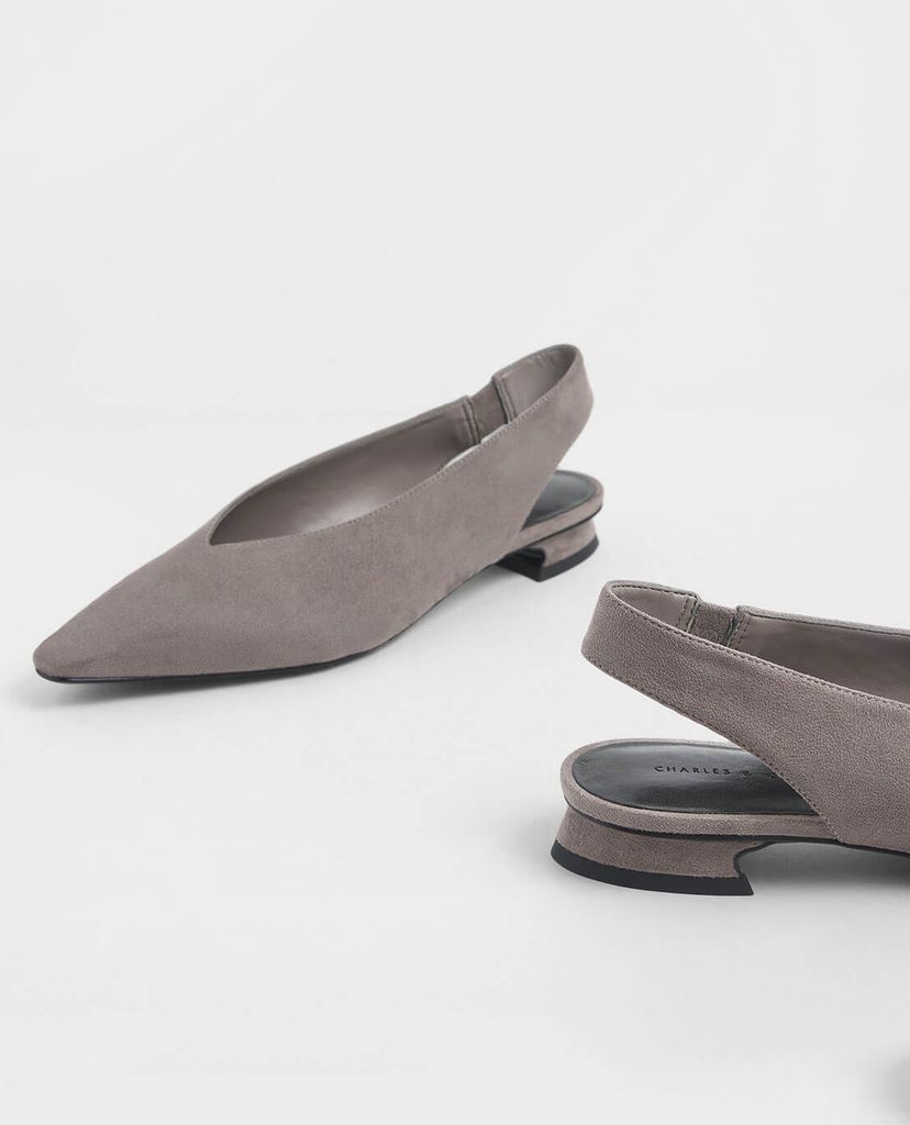 CHARLES & KEITH - Giày cao gót mũi nhọn đế vuông Textured Mini Square