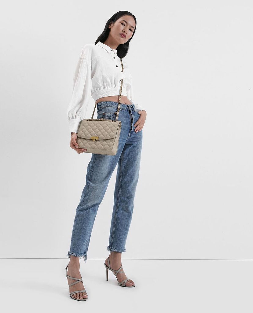 CHARLES & KEITH - Túi đeo vai chữ nhật Quilted Push Lock