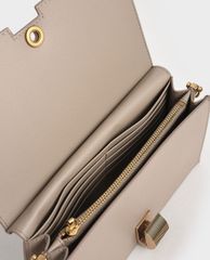 CHARLES & KEITH - Ví cầm tay nữ nắp gập Panelled Metallic Push Lock
