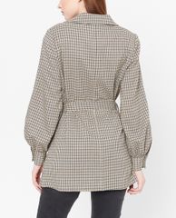 GIGI - Áo khoác nữ cổ bẻ tay dài phối thắt lưng Checked