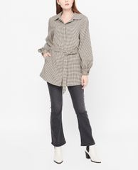 GIGI - Áo khoác nữ cổ bẻ tay dài phối thắt lưng Checked