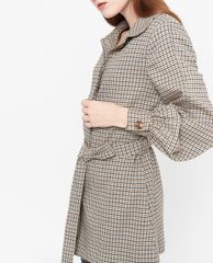 GIGI - Áo khoác nữ cổ bẻ tay dài phối thắt lưng Checked
