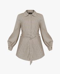 GIGI - Áo khoác nữ cổ bẻ tay dài phối thắt lưng Checked