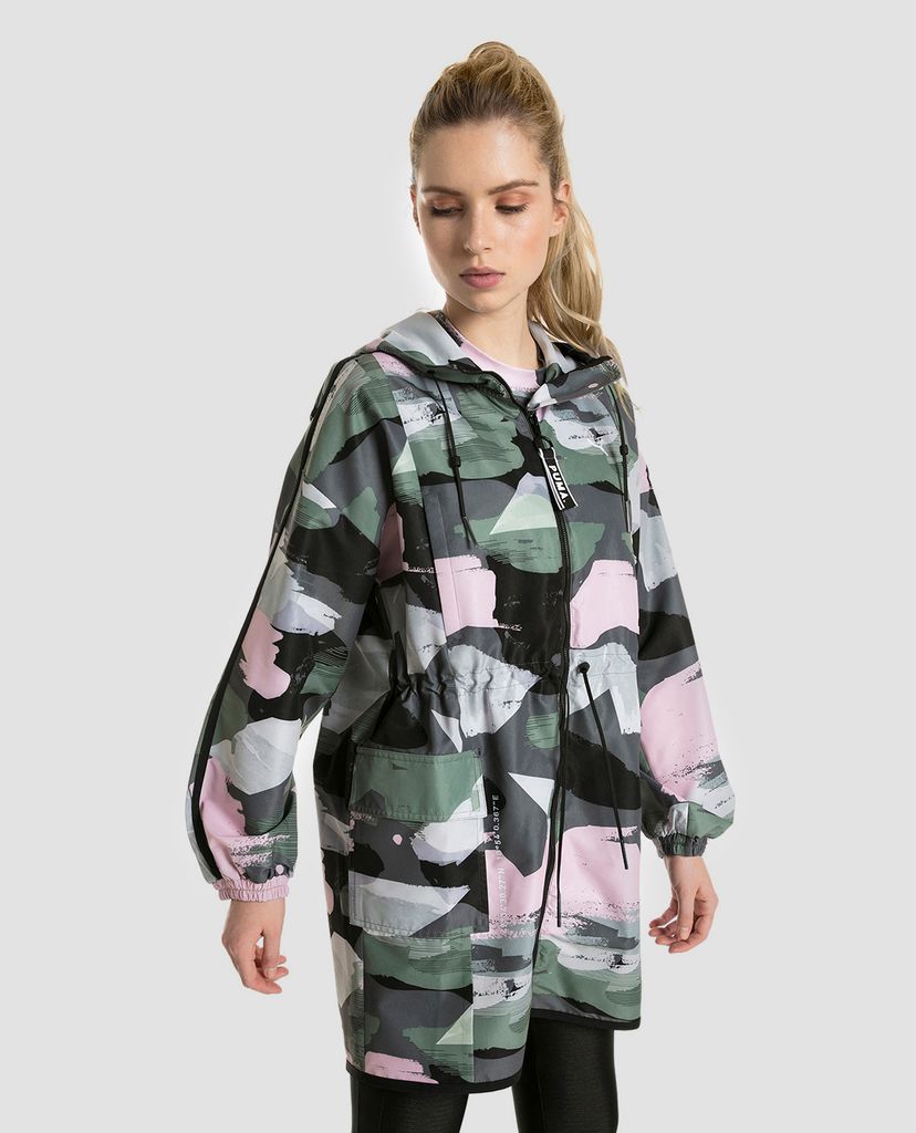 PUMA - Áo khoác nữ phom dài AOP Zip-Up Hooded Parka
