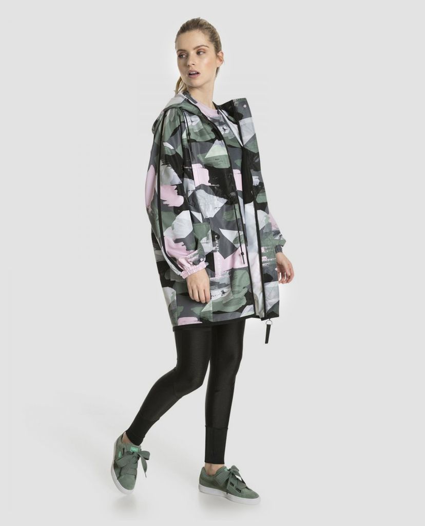 PUMA - Áo khoác nữ phom dài AOP Zip-Up Hooded Parka