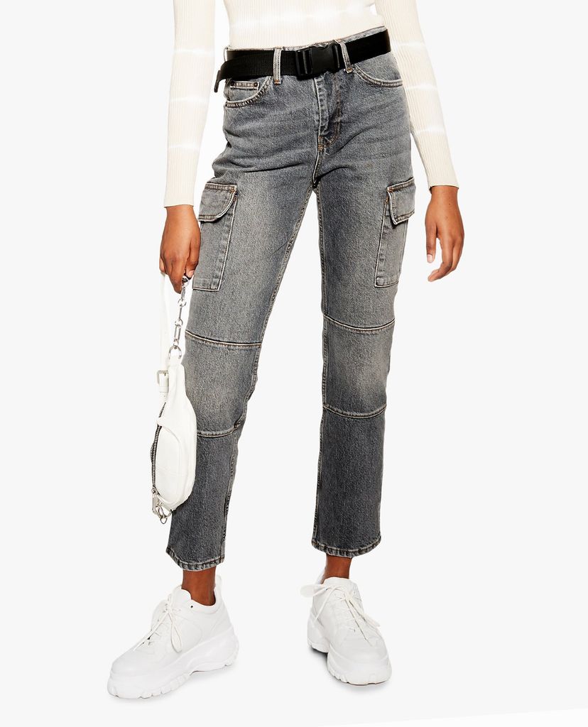 TOPSHOP - Quần jeans nữ lưng cao Moto Straight Leg Utility