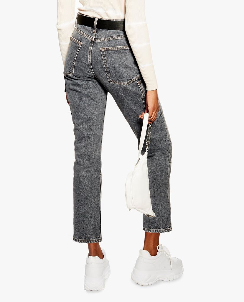 TOPSHOP - Quần jeans nữ lưng cao Moto Straight Leg Utility