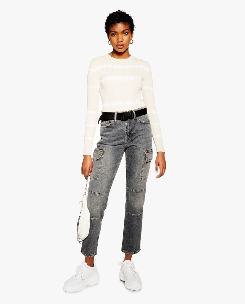 TOPSHOP - Quần jeans nữ lưng cao Moto Straight Leg Utility