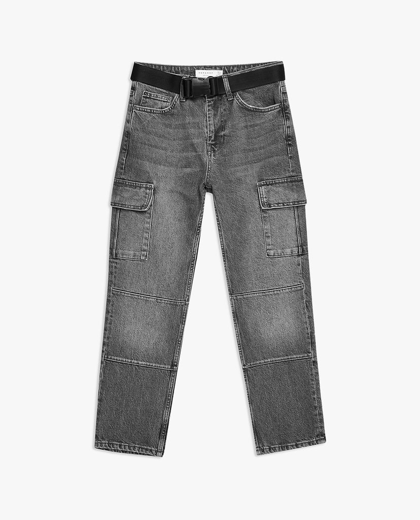 TOPSHOP - Quần jeans nữ lưng cao Moto Straight Leg Utility