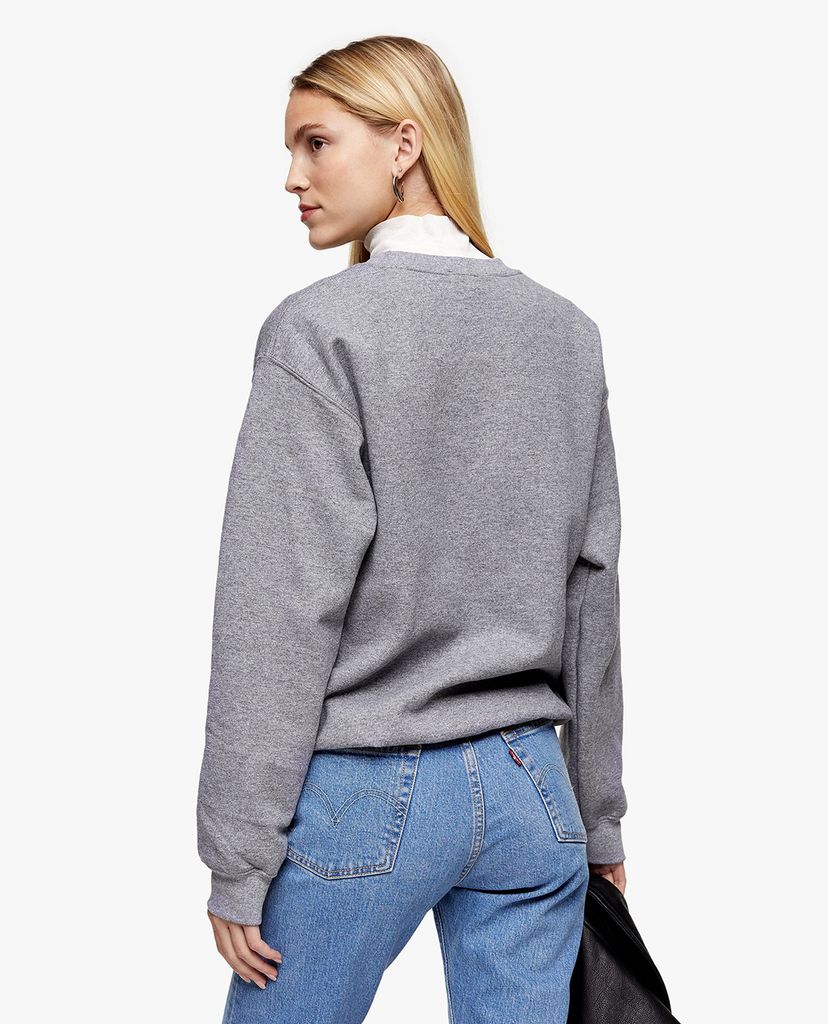 TOPSHOP - Áo sweatshirt nữ cổ tròn tay dài Dark Grey Tiger Emoji