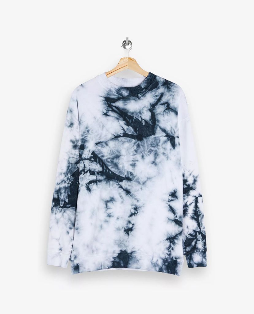 TOPSHOP - Áo sweatshirt nữ tay dài Grey All Or Nothing Tie Dye