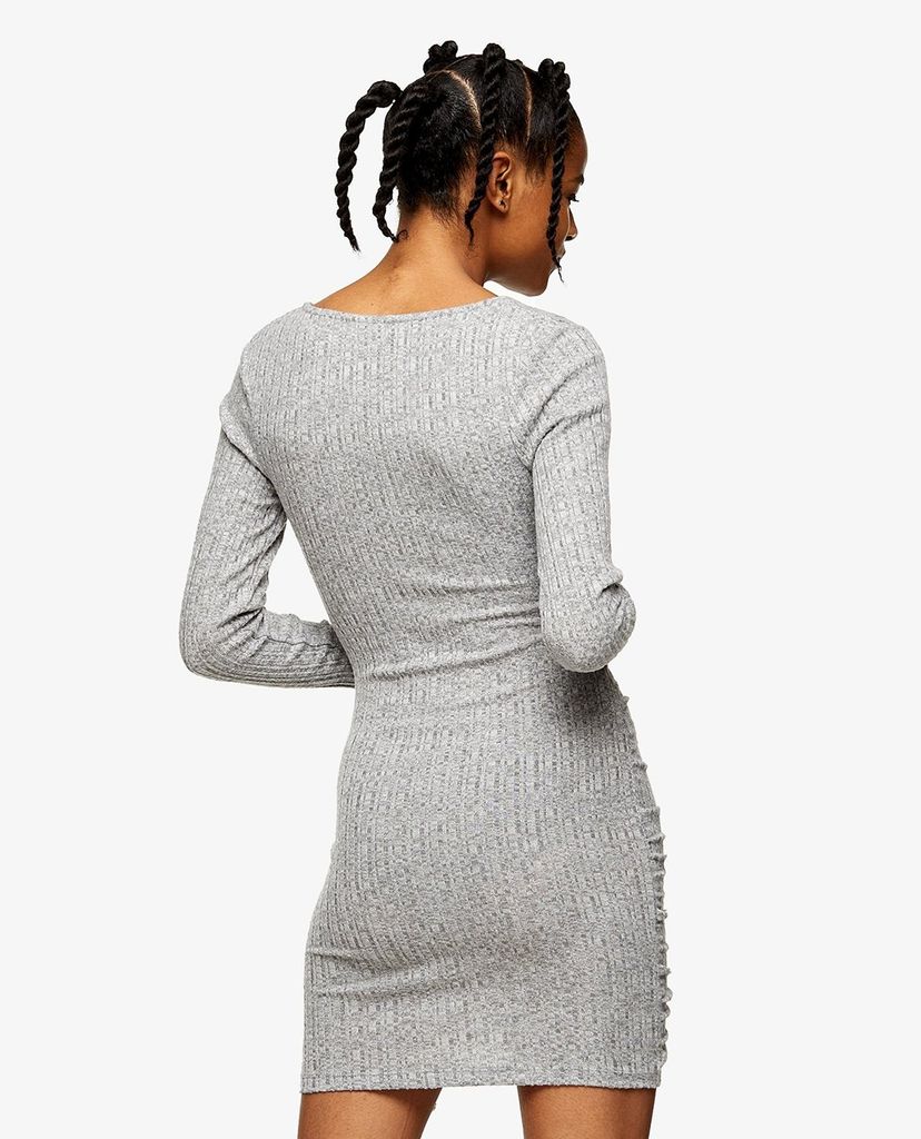 TOPSHOP - Đầm mini cổ V tay dài phom ôm nữ tính Ruched