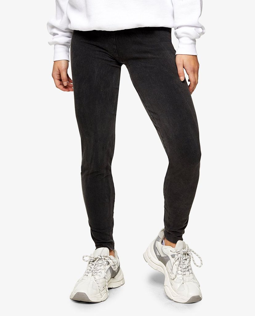 TOPSHOP - Quần leggings nữ lưng cao PETITE Grey Washed