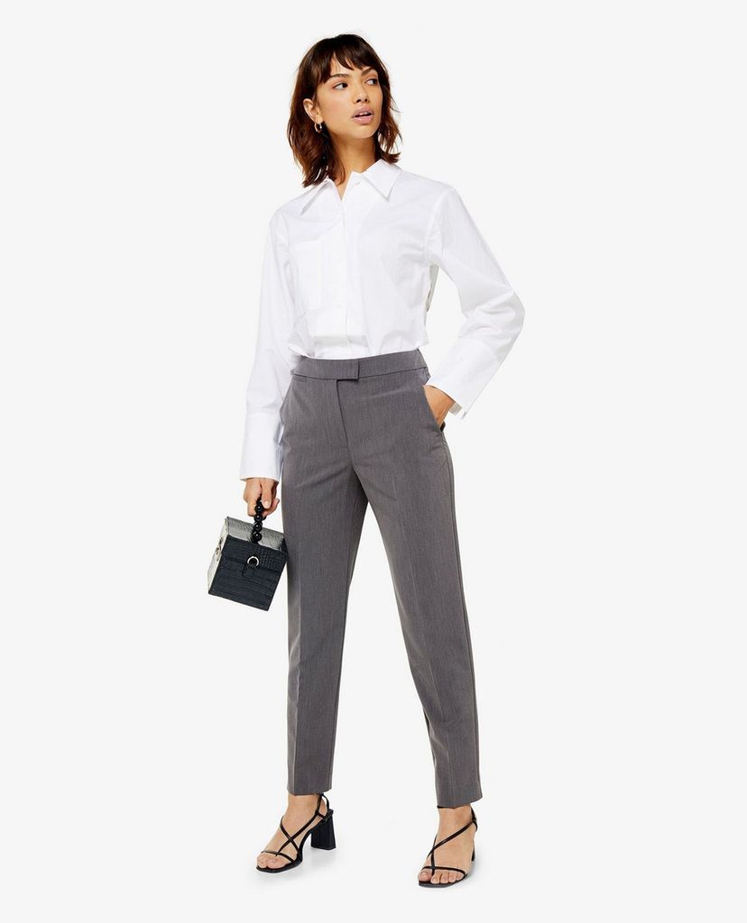 TOPSHOP - Quần tây nữ lưng cao phom suông Grey Cigarette