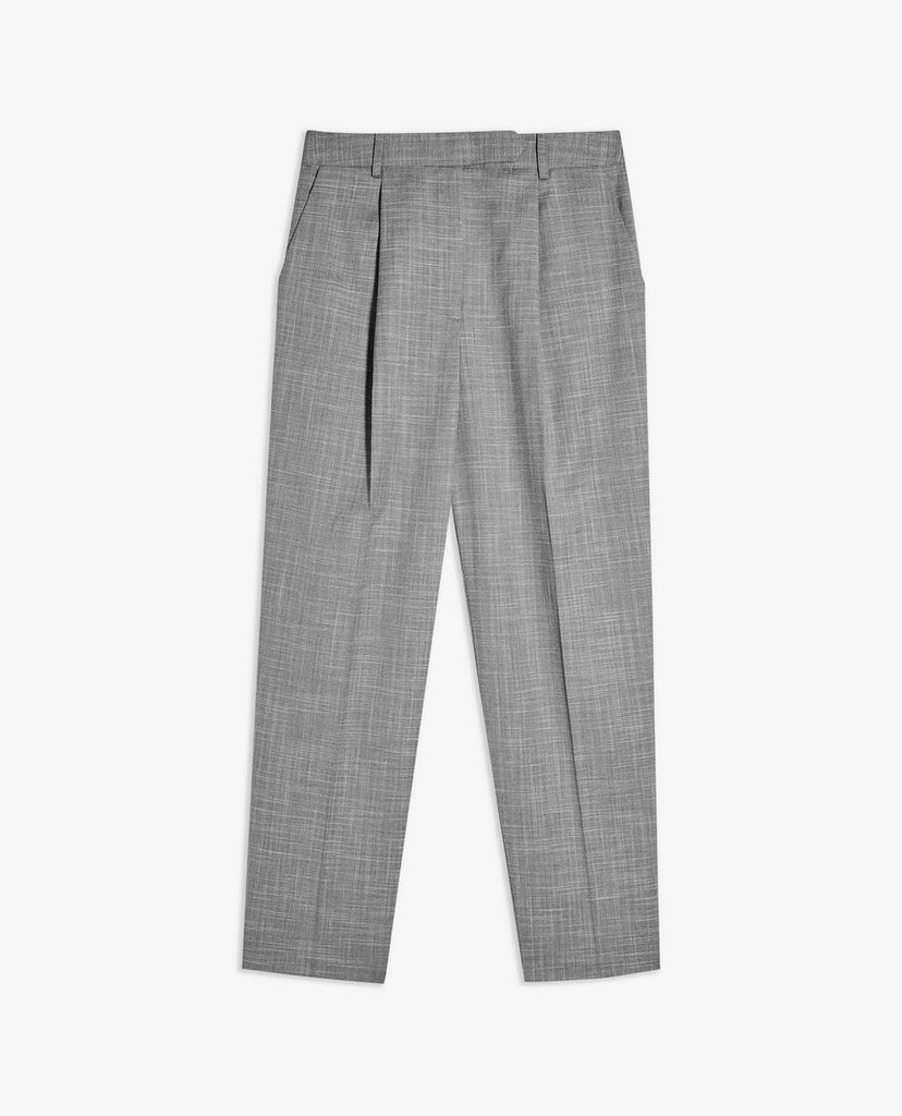 TOPSHOP - Quần kiểu nữ lưng cao Grey Pleat Tapered