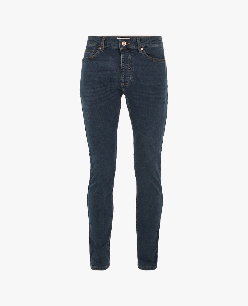 TOPMAN - Quần jeans nam phom skinny Mid Wash Blue Stretch