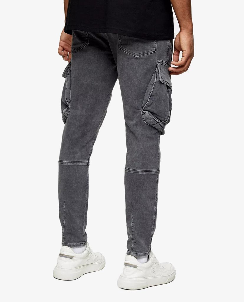 TOPMAN - Quần dài nam denim phom skinny Gray Cargo