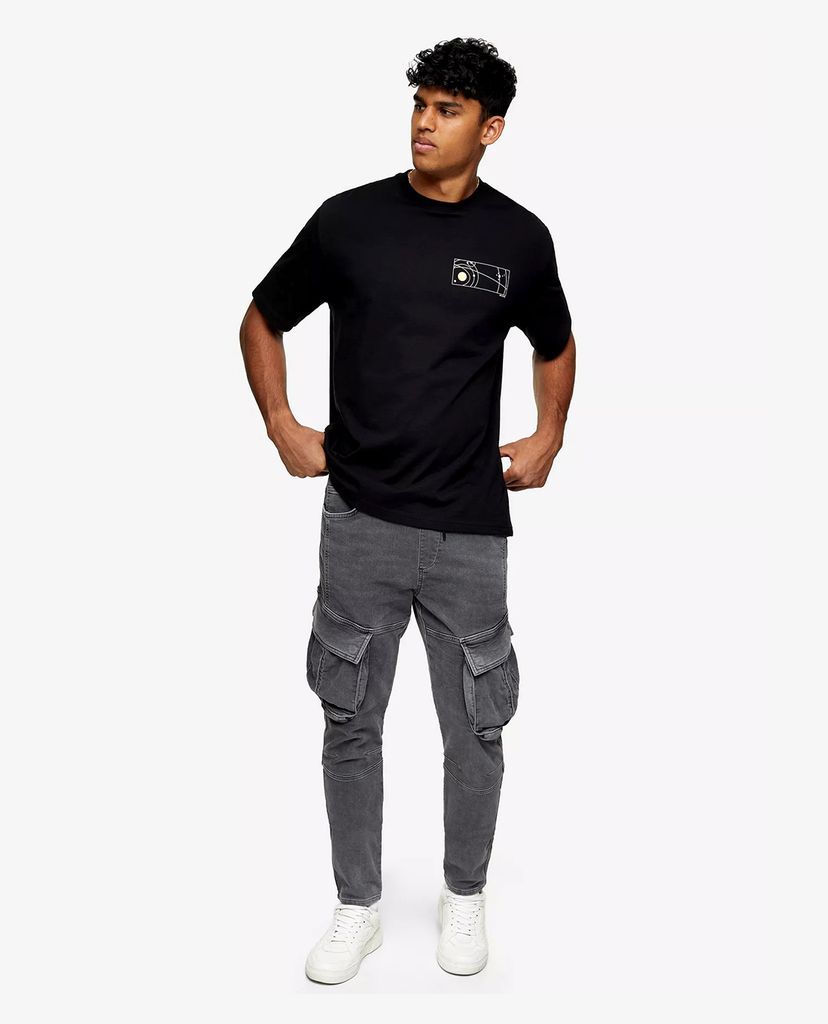 TOPMAN - Quần dài nam denim phom skinny Gray Cargo