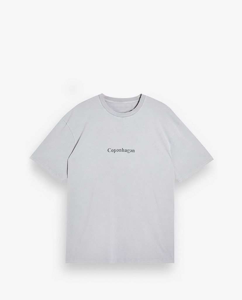 TOPMAN - Áo thun nam ngắn tay cổ tròn Gray Copenhagen