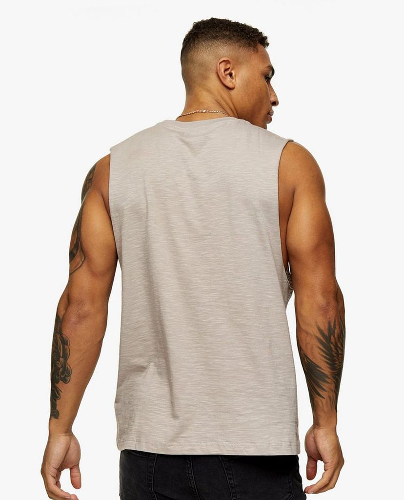 TOPMAN - Áo ba lỗ nam Grey Slub