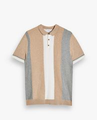 TOPMAN - Áo polo nam dệt kim tay ngắn Heather Stripe