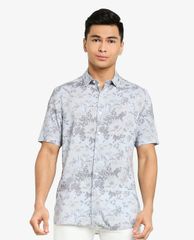 TOPMAN - Áo sơ mi nam tay ngắn cổ gập Floral Print
