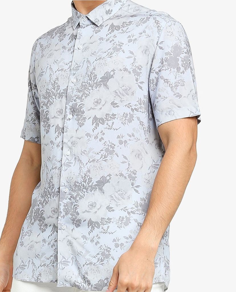 TOPMAN - Áo sơ mi nam tay ngắn cổ gập Floral Print