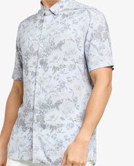 TOPMAN - Áo sơ mi nam tay ngắn cổ gập Floral Print