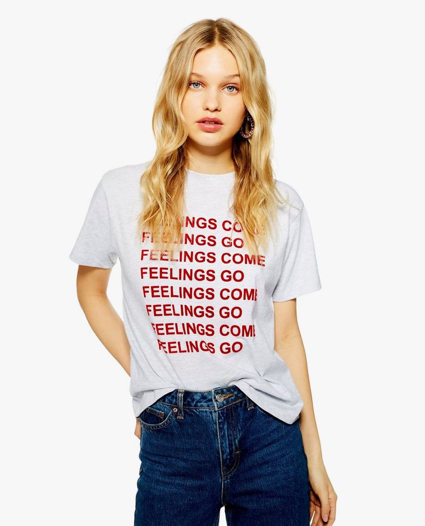 TOPSHOP - Áo thun nữ cổ tròn tay ngắn Feelings Come