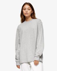 TOPSHOP - Áo thun tay dài cổ tròn Grey Marl Long Sleeve