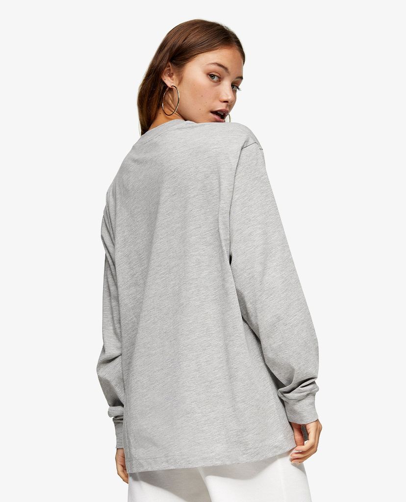 TOPSHOP - Áo thun tay dài cổ tròn Grey Marl Long Sleeve
