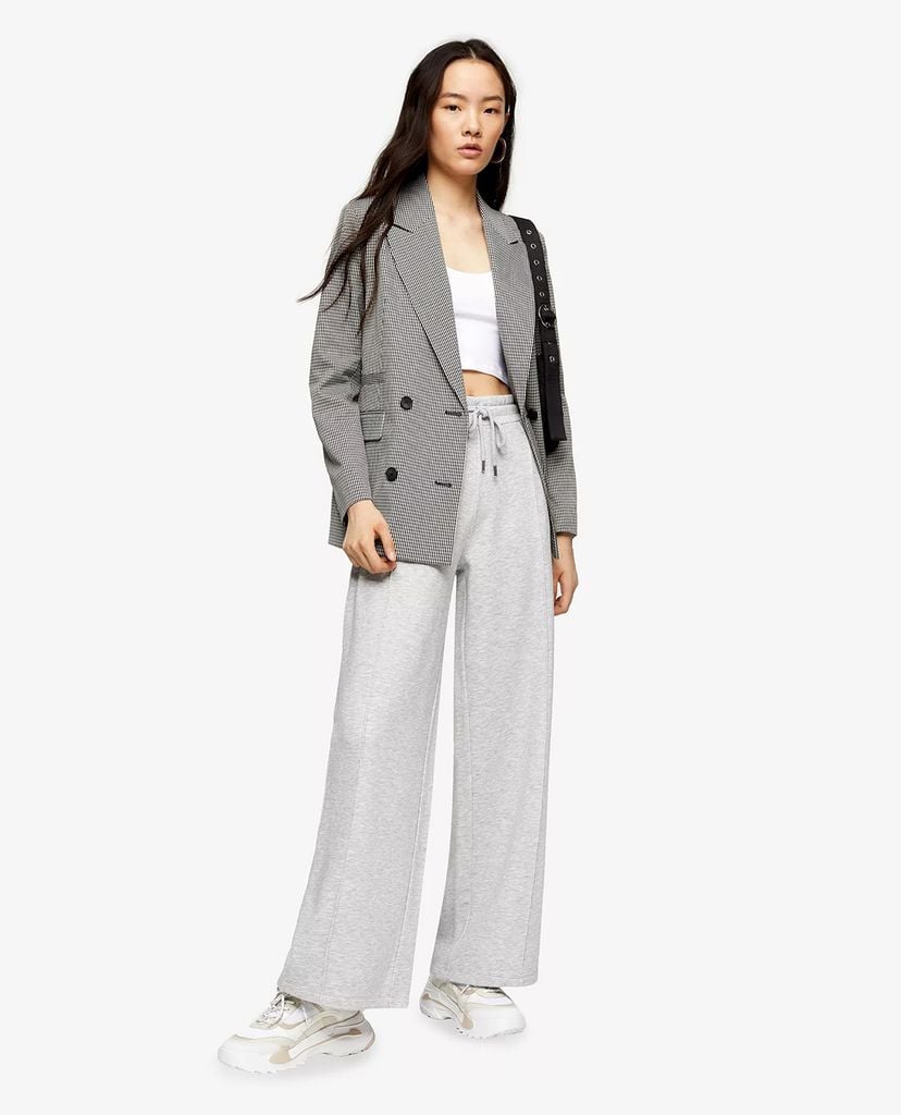 TOPSHOP - Quần kiểu nữ lưng thun ống rộng Grey Slouch Slouch