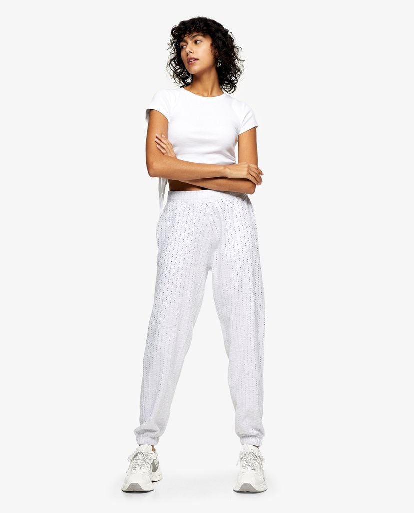 TOPSHOP - Quần jogger nữ lưng thun Grey Marl Diamante