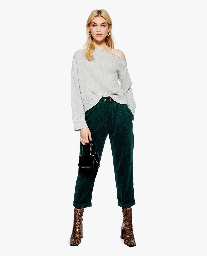 TOPSHOP - Áo len nữ cổ lệch tay dài Off Shoulder Crop