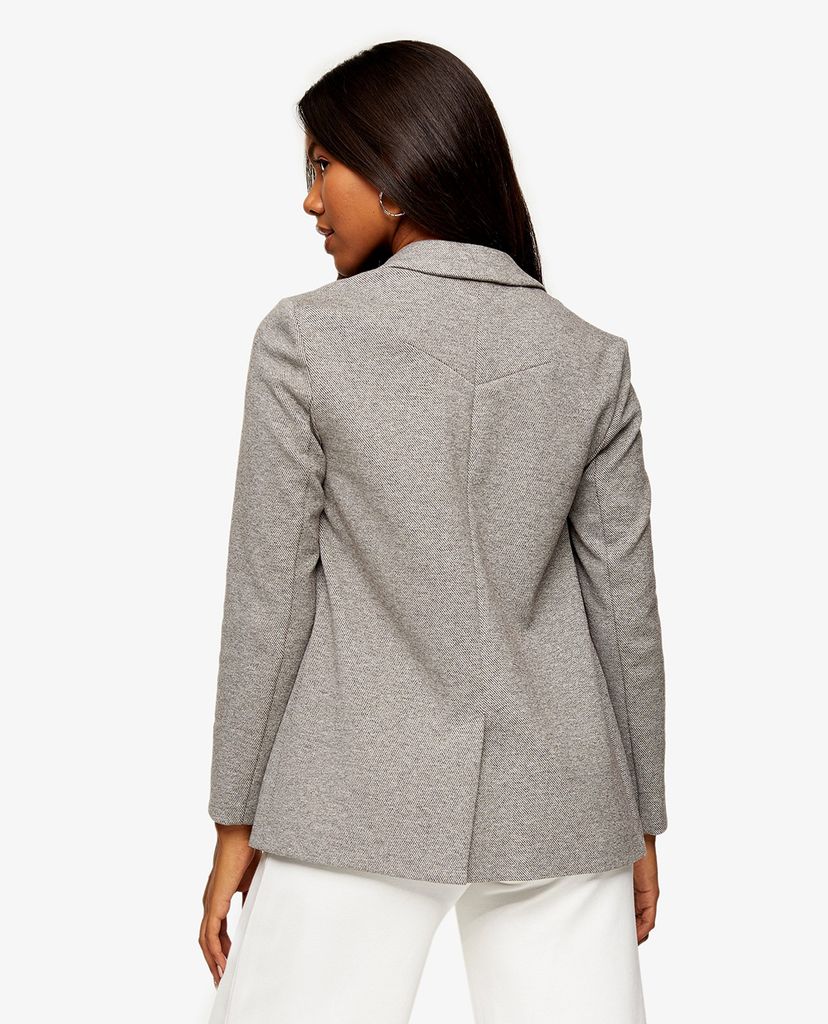 TOPSHOP - Áo blazer nữ cổ bẻ Grey Marl Jersey Boyfriend