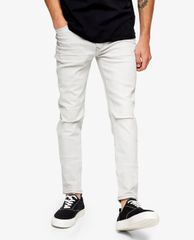 TOPMAN - Quần jeans nam phom skinny Gray Knee Ripped
